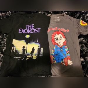BNWOT 2x Men's horror movie shirts (free surprise horror themed shirt included)
